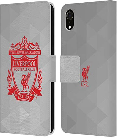 Head Case Designs Offizielle Liverpool Football Club Weiss Geometrisch 2 Crest 1 Leder-Wallet-Hülle Kompatibel mit Apple iPhone XR