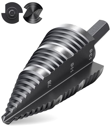 LICHAMP Double Fluted Step Drill Bit for Cutting Metal Hole 19 Sizes from 3/16 to 1-3/8 inch, Genuine High Speed Steel