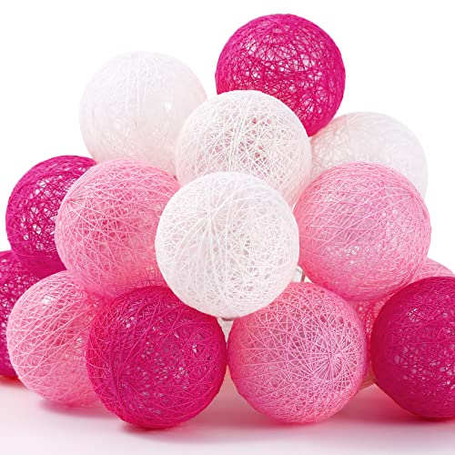 XIYUNTE Cotton Ball Fairy Lights - 3M/10Ft String Lights, 20 LED, USB or Battery Powered for Bedroom, Wedding, Party
