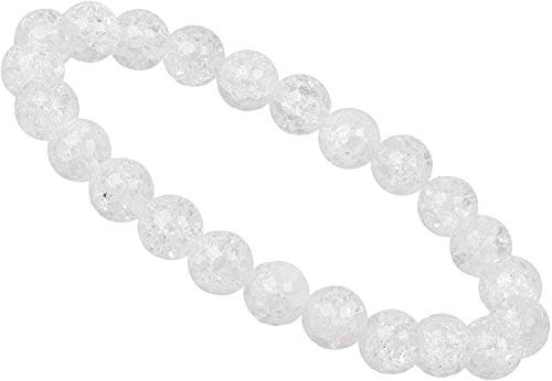 ELEDORO Handgefertigtes Edelstein Perlen Stretch Armband - Echte Steine 8mm (Bergkristall crashed)