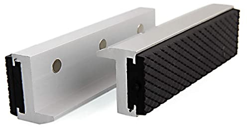 AConnet Pair of 4 Inch Vise Jaw Pads Soft Jaws For Bench Vises Magnetic Aluminum Vise Jaws Universal Rubber Soft Vice Jaw Protectors Use On Any Metal Vises