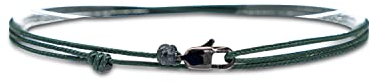 Bracelet Fin pour Hommes et Femmes avec Fermoir Mousqueton Artisanal - Bijoux de Surfeur Maritime - Bracelet Minimaliste en Tissu - 100% Étanche et Réglable (Émeraude Noir)