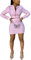 THALI Damen Casual Plaid 2-teiliges Outfit Langarm Jacke Crop Top Bodycon Mini Rock Set Plaid Anzüge Streifen Anzüge, A1 Pink, S