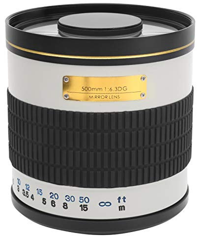 Obiettivo per Fotocamera con Attacco EF, Teleobiettivo da 500 Mm F6.3 con Messa a Fuoco Manuale Ultra - Rivestimento MC Multistrato - Obiettivo Professionale per Riprese a Lunga Distanza(bianca)