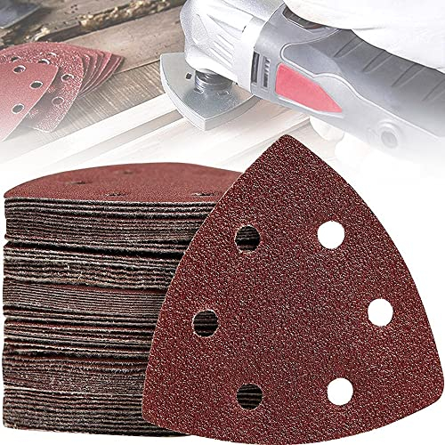 50 Stücke Sanding Polishing, Dreieck Sandpapier, Schleifblätter, Dreieck Schleifblatt Set, 6 Löcher Dreieckschleifpapier Zum Schleifen Von Maschinen Schleifen Und Polieren Von Schleifmaschinen
