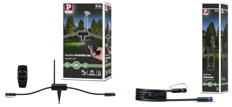 Paulmann 180.11 Outdoor Plug & Shine Controller IP68 Remote Control 18011 & 939.26 Outdoor Plug & Shine Connector 2m 1in-2out IP68 2x1,5mm² 93926 Verlängerungskabel Verbindungskabel Aussenbeleuchtung