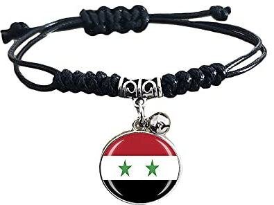 Geflochtenes Armband mit Syrien-Flagge, verstellbar, Nylonkette, Kristall, Souvenir, modisches handgefertigtes Armband für Mann und Frau, besonderes Geschenk