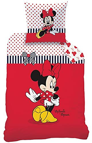CTI Biber Bettwäsche Minnie Sweetie Flanell 80x80 cm 135x200 cm, Rot, (135 x 200 cm)