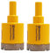 HIGHDRIL 2Pcs Diamond Core Drill Bit,Diameter 32mm Vacuum Brazed Hole Saw for Concrete Granite Marble Glass Porcelain Tile Masonry Brick,Triangle shanks