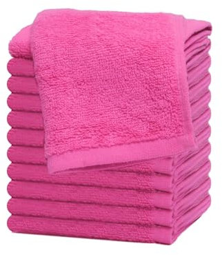 Westlane Linens 100% Cotton Face Cloths Flannels & Washcloths 500 GSM Super Soft Hotel Quality (Fuchsia, 12 Pack)