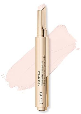 Jouer Essential High Coverage Concealer Pen - Under Eye Concealer for Dark Circles - Brightening Makeup for Eye Circles - Color Corrector Eye Primer with Hyaluronic Acid and Vitamin E