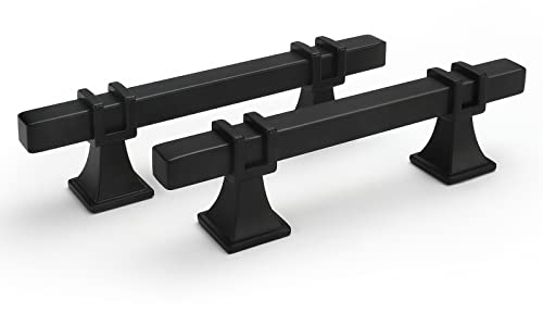 Tiradores de gabinete negro mate para cajones de 3 pulgadas, tiradores de cajones negros para cocina, tiradores cuadrados rústicos negros de color dorado, 76 mm, 10 unidades