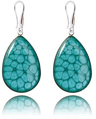 Elegant Lang Leicht Tropfen Ohrringe für Damen (Stil 12 - Blau Türkis Silber)