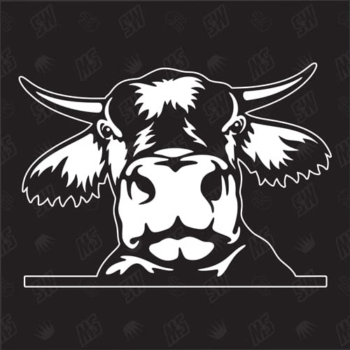 speedwerk-motorwear Kuh Version 3 - Aufkleber, Autoaufkleber, Sticker, Cow, Kalb, Rind, Bulle, Ochse, Stier, Bauernhof, Tiere, Farmanimals, Farmtiere, Milchkuh, Flecken (AUCH MIT Wunschname MÖGLICH)