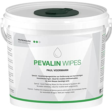 Pevalin Wipes - spezial Handreinigungstücher mit intensiver Wirkung, 150 Tücher pro Eimer, 4 Stück