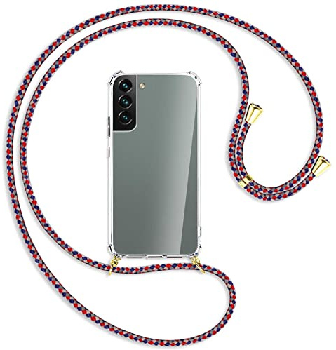 mtb more energy® Handykette kompatibel mit Samsung Galaxy S22 Plus 5G (SM-S906, 6.6'') - Square Style/Gold - Smartphone Hülle zum Umhängen - Anti Shock Full TPU Case