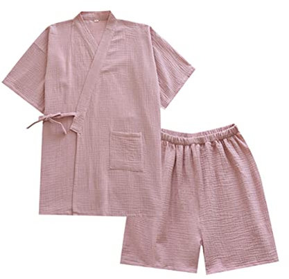 Kimono estivo sottile in stile giapponese pigiama confortevole traspirante garza di cotone camicia da notte vestito fumante accogliente casa indossare XL taglia per le donne (rosa), rosa, XL, Rosa, XL