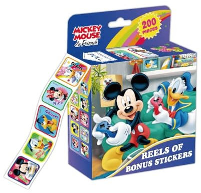 FEIFEI'S BOW 200pcs Kids Toddlers Princess Elsa Mickey Mouse Dinosaur Stickers Party Bag Fillers Boys Girls Teachers as Reward Craft Scrapbooking in Box Gift Set (Mickey Mouse)