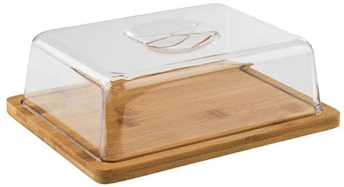 APS 820 Plateau en bois rectangulaire avec couvercle (24 x 18,5 cm, hauteur : 8 cm) - Cloche à fromage, planche à fromage