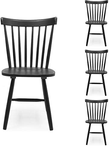 Homely – Pack de 4 sillas de Comedor Vicky | sillas para Comedor, Cocina, salón | sillas de Madera y MDF | Diseño clásico, Vintage, nórdico | de 50x52,5x86 cm | Color Negro