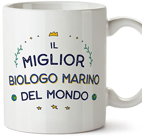 Mugffins Tazza in ceramica per BIOLOGO MARINO uomo 11 oz / 350 ml - In italiano - Miglior del Mondo - Idea regalo per compleanno, anniversario, natale, laurea
