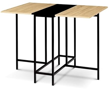 IDMarket – Mesa consola plegable EDI para 2-4 personas, diseño industrial de haya y negro, 103 x 76 cm