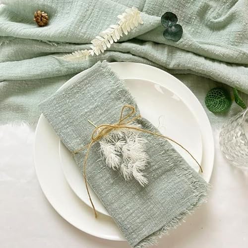 50pcs Weihnachten Grüne Gaze Baumwolle Serviette wiederverwendbares Geschirrtuch Hochzeit Party Tischdekor Retro Burrs Servietten 42x42cm