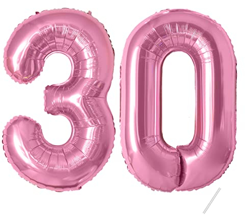 luftballon zahlen 30 jahre | Rosa Folienballon-40-101cm 30 Geburtstagsdeko -30 Ballon Zahl Deko zum Geburtstag fliegt mit Helium 30.Geburtstag für Männer Frauen 30.Geburtstagsparty Jubiläum