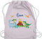 Turnbeutel Rucksack - Geschenk Dinosaurier personalisiert mit Name I Dino I Dinos - Unisize - Pastell Rosa - sportbeutel junge kita beutel für wechselwäsche tier trex stoffbeutel