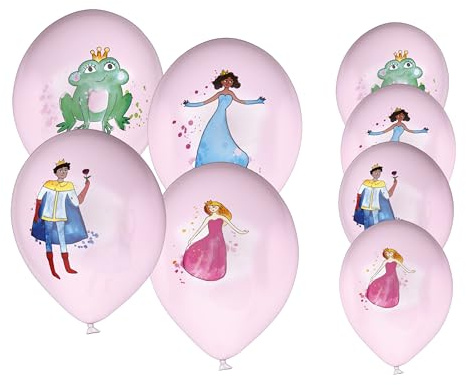 P' Clown CAM et Leon – Zubehör Dekoration für Kindergeburtstag – Thema Prinzessinnen – Teller, Becher, Servietten, Konfetti, Tüten, Einladungskarten (Ballon – Ø 8 cm – x8)