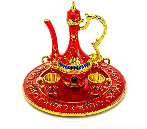 YU FENG Moroccan Teapot Set Jewelry Trinket Box Hinged Hand Painted Enamel Treasured Trinkets Collectable Jewellery Box Ring Holder For Home Decor Gift,3inch