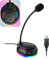 C G CHANGEEK Microfono USB con luce RGB che scorre, microfono da gioco per PC PS4/5, microfono a condensatore con disattivazione per computer portatile e desktop, CGS-M2