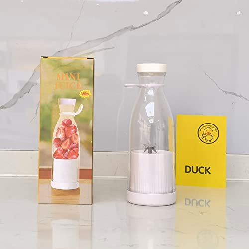 Yuehuamech Tragbarer Mixer, 350 ml, persönlicher Mixer, Flasche, per USB wiederaufladbar, Reisemixer, Entsafter, Mini-Mixer, tragbarer Mixbecher für Shakes und Smoothies, Fitnessstudioausflüge