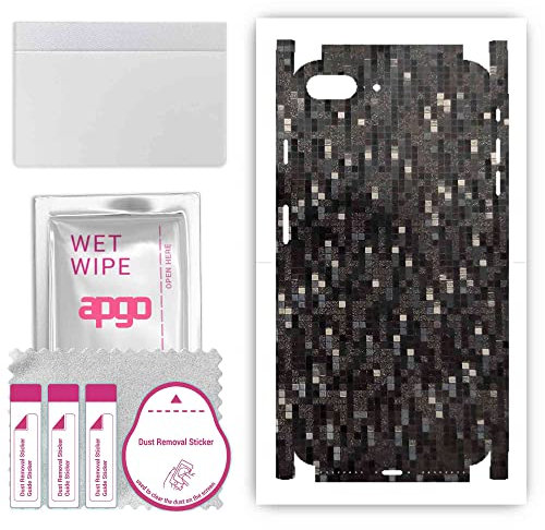 apgo Rückseite + Seiten Schutzfolie, Skin, kompatibel mit Apple iPhone 8 Plus, Hinten Displayschutzfolie aus Vinylfolie, Kratzfest, einfache Montage - Carbon Black Pixel
