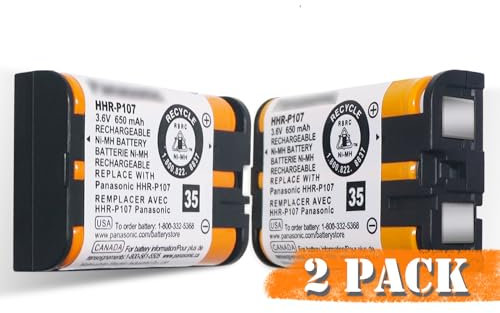 CUCESH HHR-P107 Ni-MH-Akkus für schnurlose Panasonic Telefone, 3,6 V, 650 mAh, 2 Stück