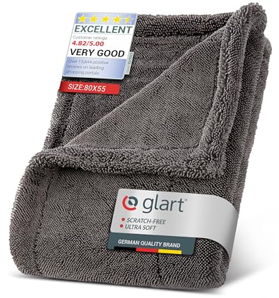 Glart 44TW8 Twist Serviette de Séchage Auto XXL - Serviette de séchage Premium pour Voiture, Ultra absorbante - 80x55cm