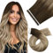 Moresoo Tape in Echthaar Extensions Blonde Haarextension Echthaar Tape Dunkelbraun bis Mittelblond mit Blond Ombre Unsichtbare Tape Extensions Echthaar Blond 10 Stück/25g 60 cm #3/8/22