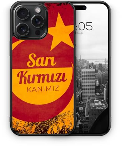 MUNIQASE Sari Kirmizi Kanimiz Türkei - Silikon Hülle für iPhone 15 Pro Max - Türkische Sport Fußball Basketball Volleyball Spruch Schutzhülle Handyhülle Case Cover