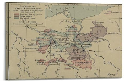 GELS Deutschland-Brandenburg-Vintage-Poster, mittelalterliche Landkarte, dekoratives Gemälde, Leinwand-Kunstbild, 30 x 45 cm
