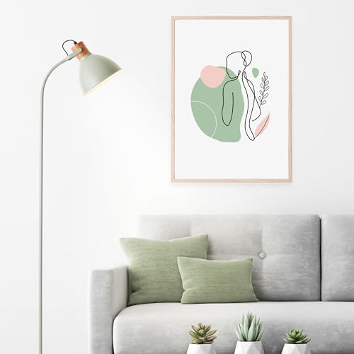 Lightbox moderne Stehlampe in Hellgrün - 150 x 25 x 35 cm - skandinavische Leseleuchte mit schwenkbarem Kopf & Schalter - E27, max. 40 W - aus Metall/Holz (vom Kautschukbaum) in Hellgrün/Braun