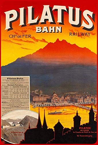 Ontrada Blechschild 12x18cm gewölbt Urlaub Retro Plakat Pilatus Bahn Schild