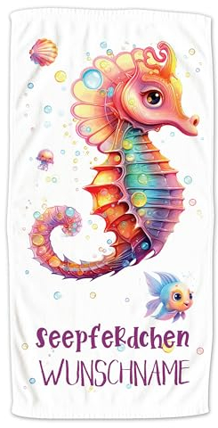 GRAZDesign Handtuch Seepferdchen für Kinder, Badetuch Schwimmunterricht, Zur bestandenen Prüfung, bunt in Zwei Größen - 100x50cm
