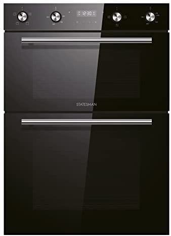 Statesman BDM373BL Built-In Double Oven, 3 Cooking Functions, LED Display, 35/70L, Black