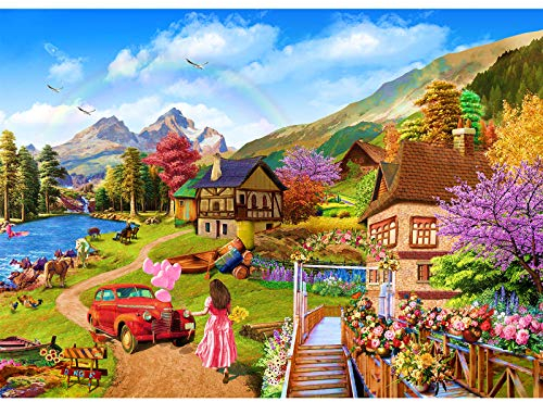 HUADADA Puzzle 1000 Teile, 1000 Teile Puzzle für Erwachsene, Impossible Puzzle, Puzzle-Geschenk, Geschicklichkeitsspiele, Clevere Rätsel, Puzzle Farbenfrohes, Puzzle mit Lakeside Cottage-Motiv
