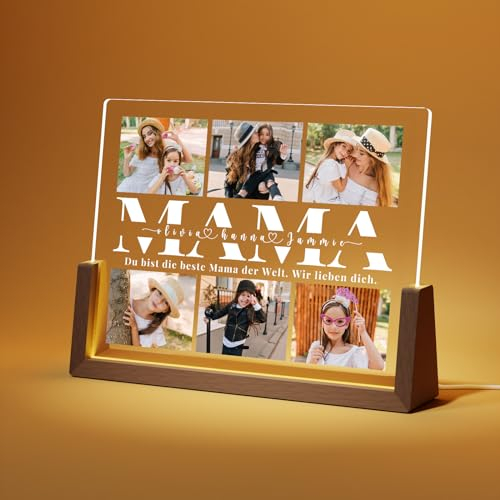 Giftove Muttertagsgeschenke für Mama - Muttertagsgeschenk Personalisiert mit Bild von Baby & Kind - Mama Geschenk für Muttertag, Geburtstag - Led Bilderrahmen die Besten Geschenke für Mütter