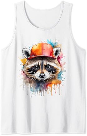 Waschbär Snapback Cap Bunt Tier Aufdruck Design Print Tank Top