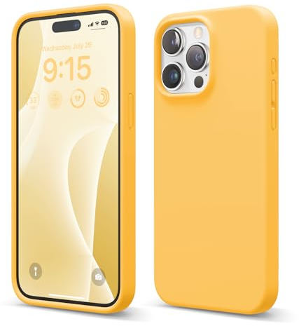 elago Flüssig Silikon Case Kompatibel mit iPhone 15 Pro Max Hülle, Premium Silikon Handyhülle, Ganzkörper Schutzhülle [4 Lagige Stoßfeste Struktur], Kratzfestes Weiches Mikrofaserfutter (Sonnenschein)
