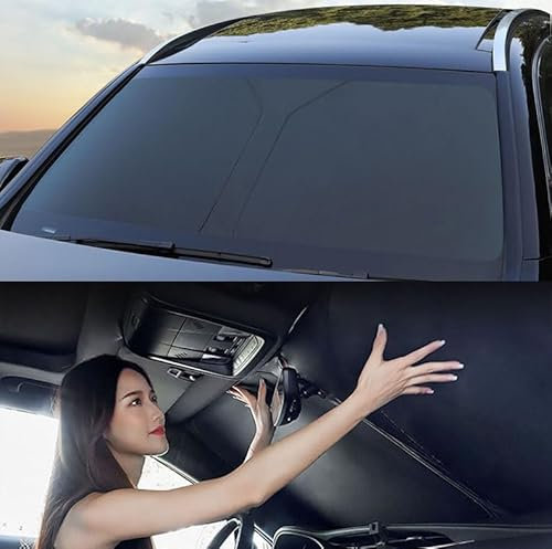 SSIMOO Coche Parasol para Parabrisas,para V-W Golf,Protección UV,Protección Solar,Black-V-W Golf Cross