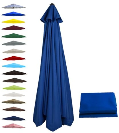 BEEGMA Replacement Parasol Canopy 2.0m 2.50m 2.70m 3.0m Canopy Replacement Top 6 Arms Patio Garden Beach Umbrella Canopy Cover(Color:Blue,Size:2.0m/6.5FT)