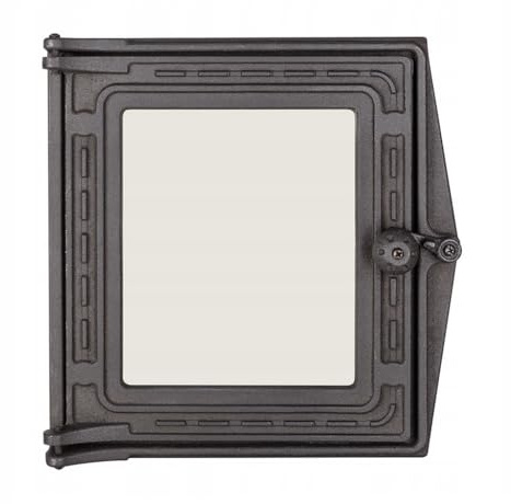 Kamintür Backofentür aus Gusseisen Tür mit Glas Schwarz 29x29,7cm